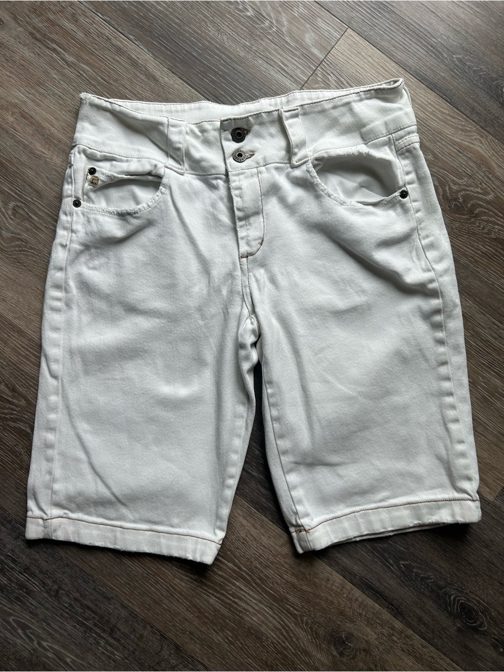 refuge White Denim Bermuda Shorts